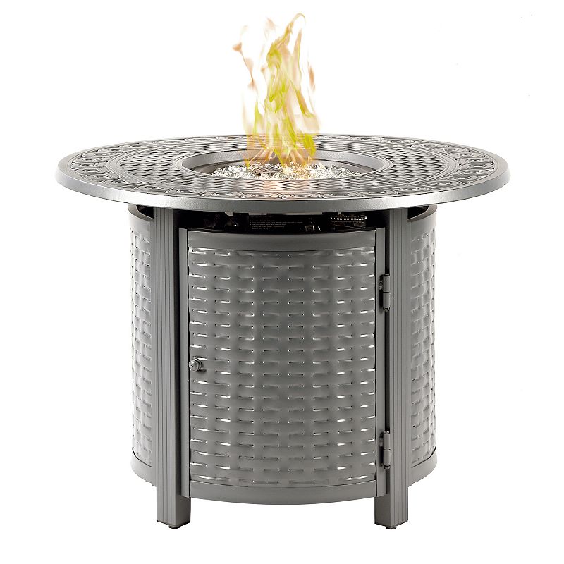 Round Outdoor Propane Fire Table, Grey