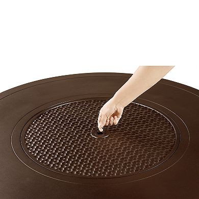 Outdoor Hammered Finish Round Propane Fire Table