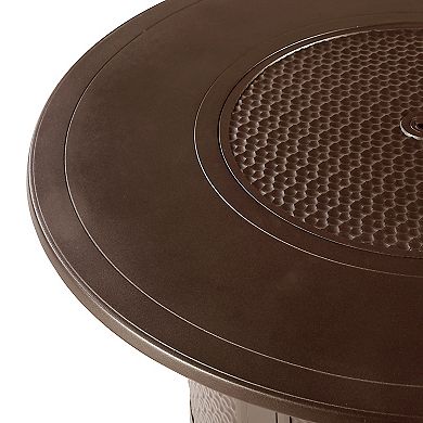 Outdoor Hammered Finish Round Propane Fire Table