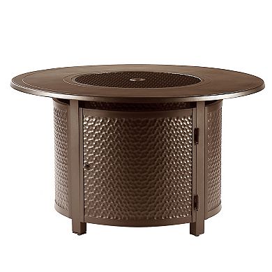 Outdoor Hammered Finish Round Propane Fire Table