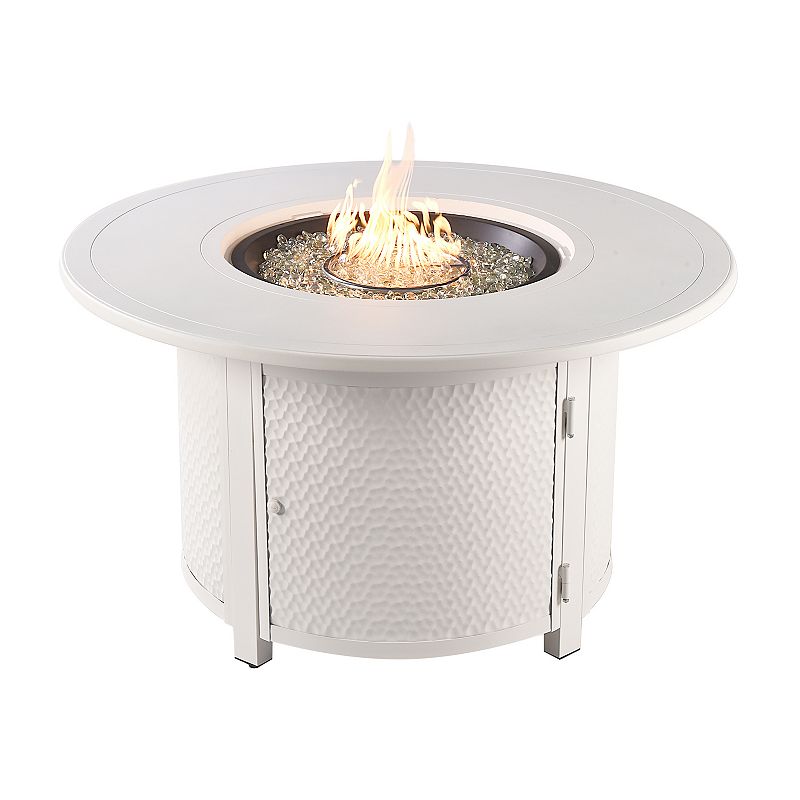 Outdoor Round Propane Fire Table, White