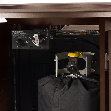 Round Basketweave Outdoor Propane Fire Table