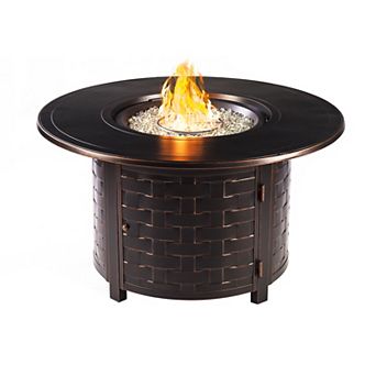 Round Basketweave Outdoor Propane Fire Table