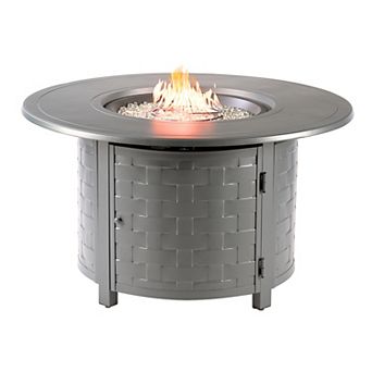 Round Basketweave Outdoor Propane Fire Table