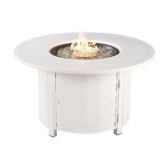 Round Basketweave Outdoor Propane Fire Table