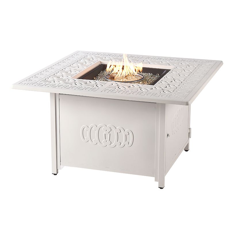 Outdoor Square Propane Fire Table, White
