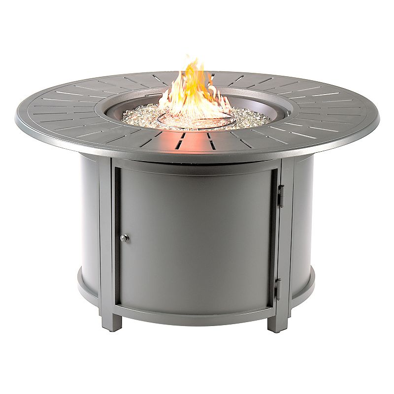 Outdoor Round Propane Fire Table, Grey