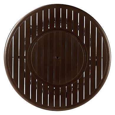 Outdoor Slat Design Round Propane Fire Table