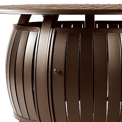 Outdoor Slat Design Round Propane Fire Table