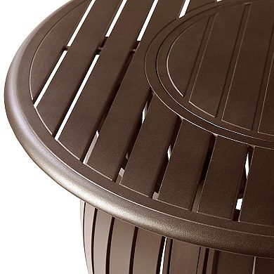 Outdoor Slat Design Round Propane Fire Table