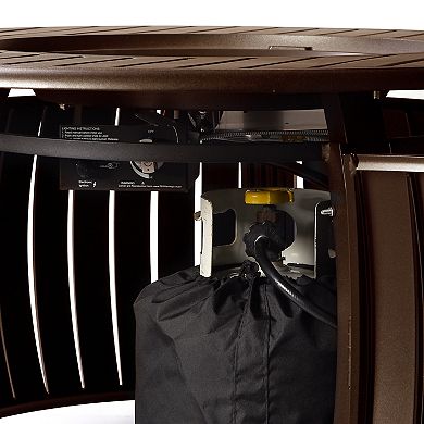 Outdoor Slat Design Round Propane Fire Table