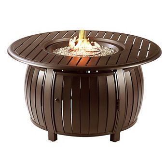 Outdoor Slat Design Round Propane Fire Table