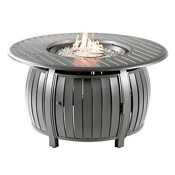 Outdoor Slat Design Round Propane Fire Table