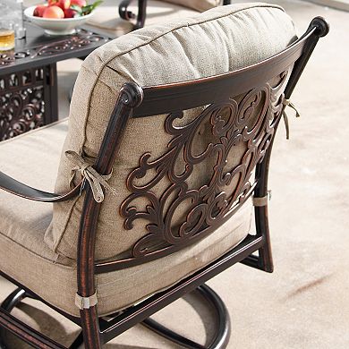 Outdoor Rectangular Fire Table & Swivel Rocking Chair 5-piece Set