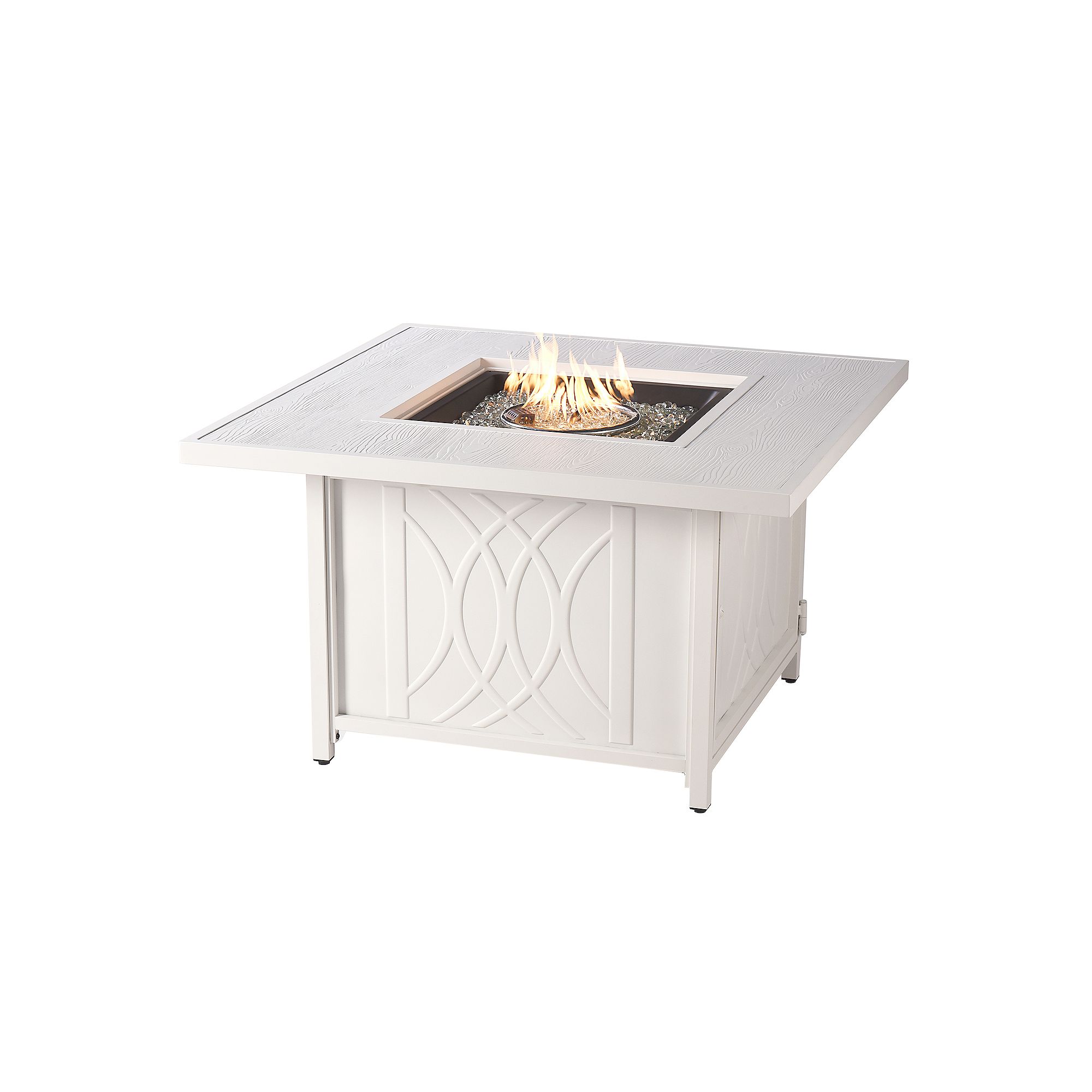 Outdoor Wave Square Propane Fire Table, White