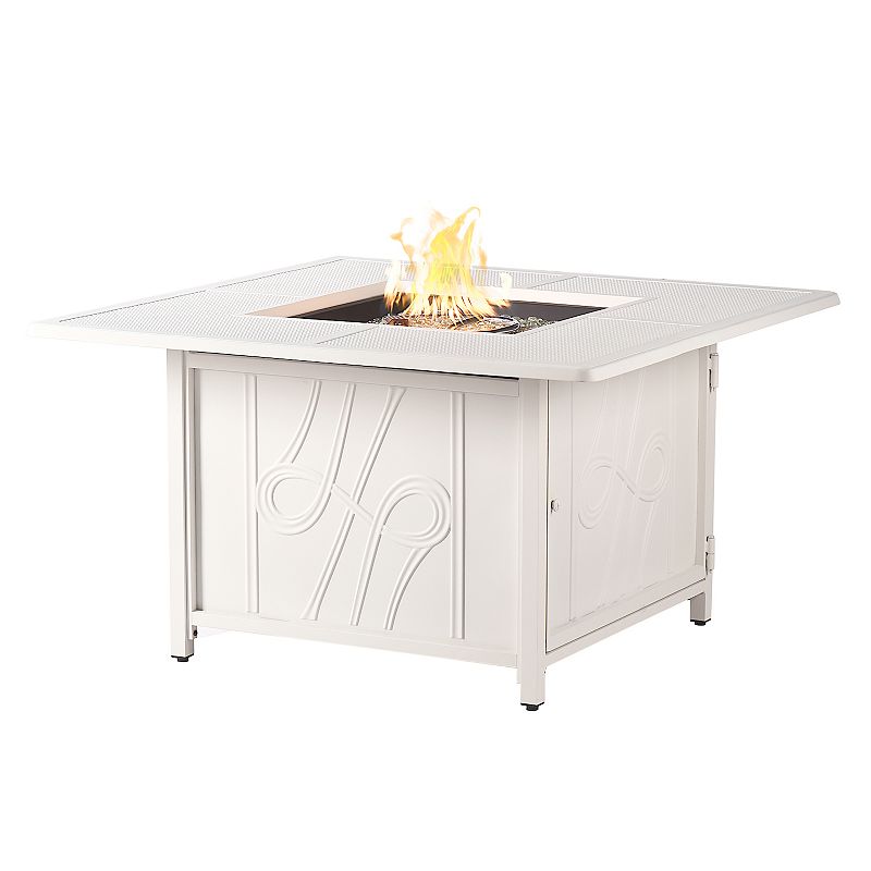 Outdoor Curl Square Propane Fire Table, White