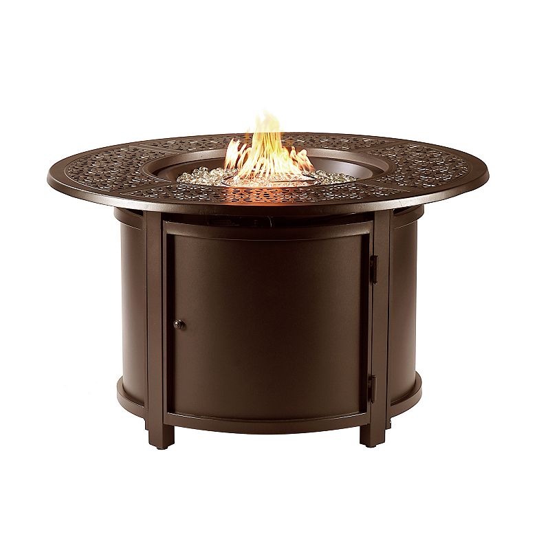 Outdoor Round Propane Fire Table, Brown