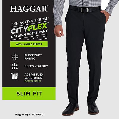 Men's Haggar The Active Series City Flex Slim-Fit Flat-Front Uptown Dress  Pants