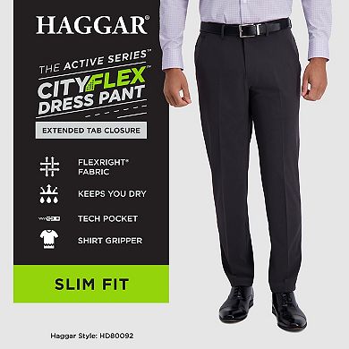 Men's Haggar The Active Series City Flex Slim-Fit Flat-Front Extended-Tab Dress Pants