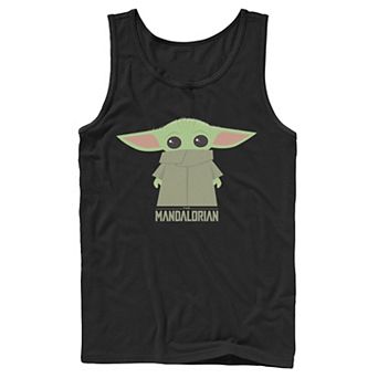 Men's Star Wars The Mandalorian The Child Hidden Face Portrait Tank Top