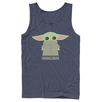 Men's Star Wars The Mandalorian The Child Hidden Face Portrait Tank Top