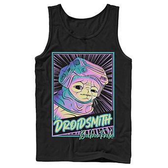 Men's Star Wars: The Rise Of Skywalker Babu Frik Neon Poster Tank Top