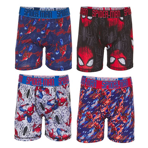 Spider-Man Boys Underwear, 4 Pack Athletic Boxer Briefs Sizes 4-10 