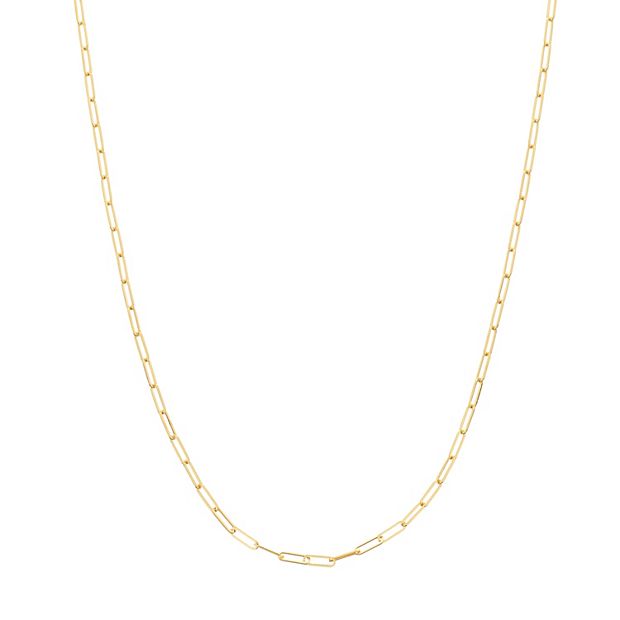 14K Gold Paperclip Chain Necklace