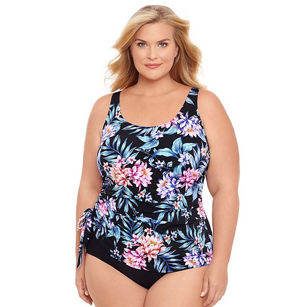 Plus Size Croft Barrow Floral Ruched Side One Piece Swimsuit