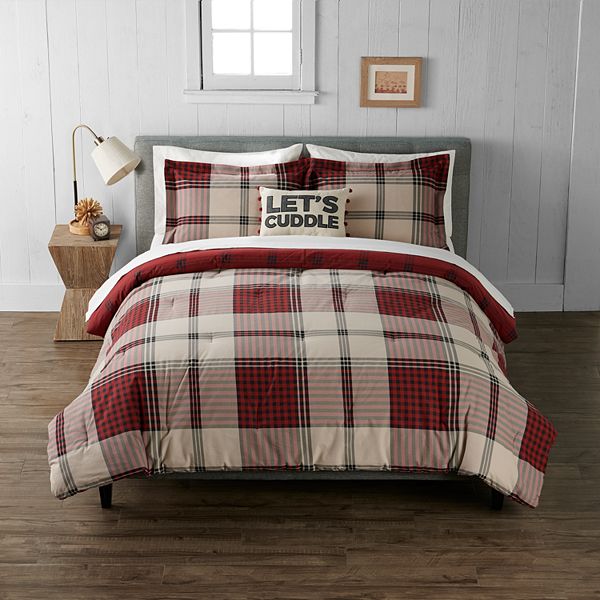 red flannel sheets with white snowflakes