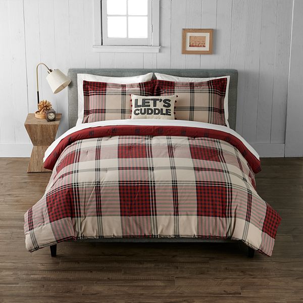 Cuddl Duds® Red Black Plaid Heavyweight Flannel Comforter Set