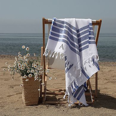 Linum Home Textiles Turkish Cotton Herringbone Personalized Pestemal Beach Towel