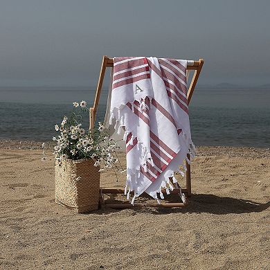 Linum Home Textiles Turkish Cotton Herringbone Personalized Pestemal Beach Towel