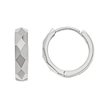 Karat Rush 14k White Gold Huggie Hoop Earrings