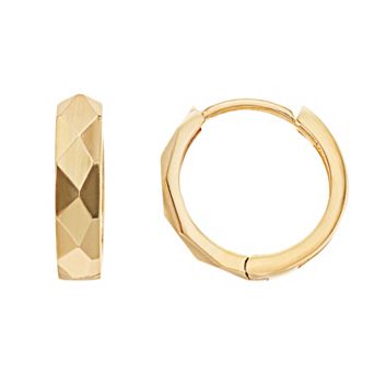Karat Rush 14k Gold Faceted Huggie Hoop Earrings