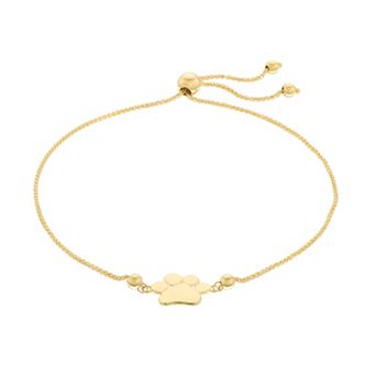 Karat Rush 14k Gold Paw Print Adjustable Bracelet