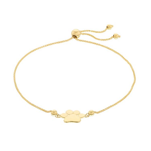 Buy Paw Print Bracelet for Girls 14K Solid Gold Engraved Heart Tag Online  in India 