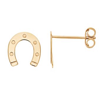 Karat Rush 14k Gold Horseshoe Stud Earrings