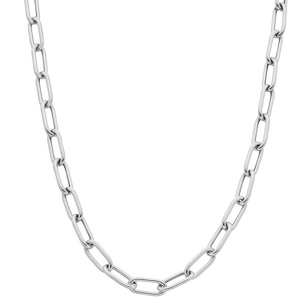 Silver Paperclip Toggle Clasp Necklace, 925 Sterling Silver Link