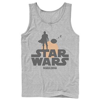 Men's Star Wars The Mandalorian The Child Sunset Silhouette Logo Tank Top