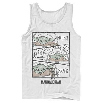 Men's Star Wars The Mandalorian The Child Protect Attack Snack Tank Top