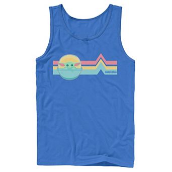 Men's Star Wars The Mandalorian The Child Rainbow Chest Lines Tank Top