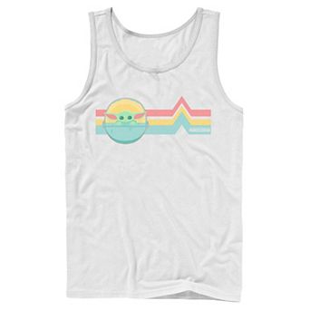 Men's Star Wars The Mandalorian The Child Rainbow Chest Lines Tank Top
