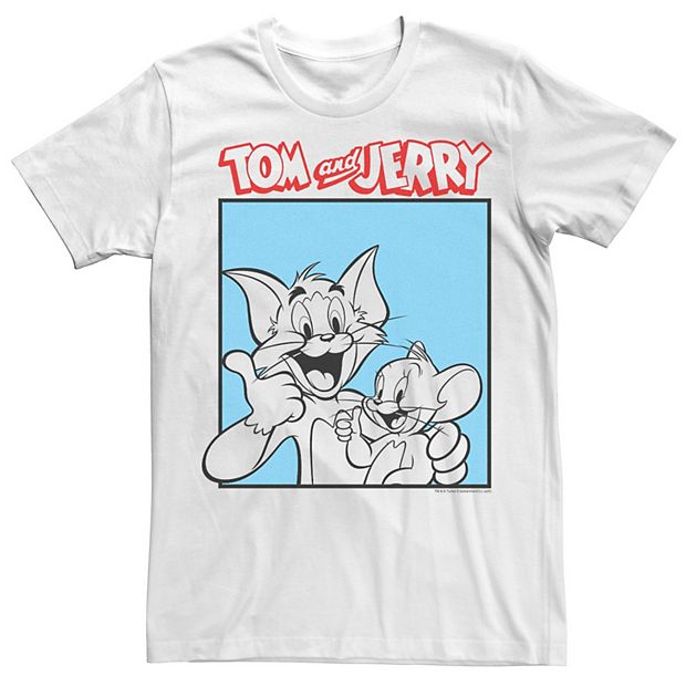 Tom & Jerry Classic Cartoon Character Men's White Graphic Tee- S