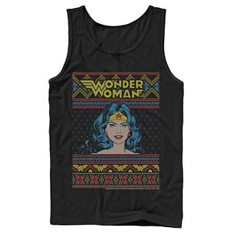 Men's DC Comics Wonder Woman Christmas Sweater Style Tank Top