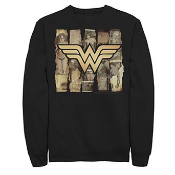 Men's DC Comics Wonder Woman Logo Newspaper Portraits Sweatshirt