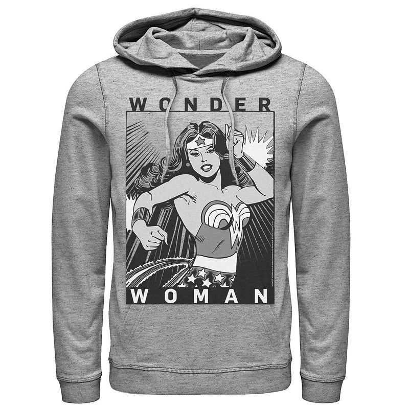 Mens DC Comics Wonder Woman Comic Poster Hoodie, Size: Small, Med Grey