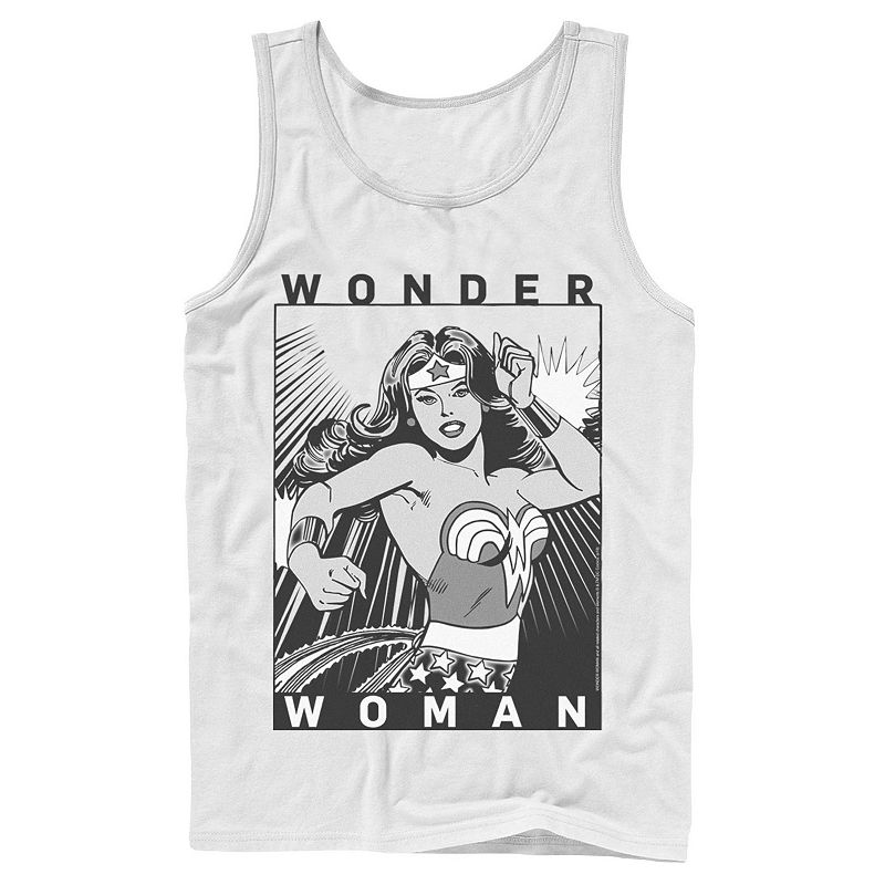 Mens DC Comics Wonder Woman Comic Poster Tank, Size: Medium, White