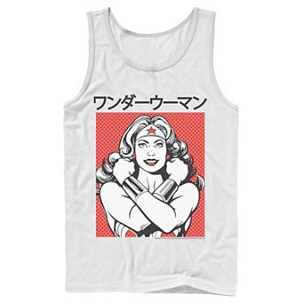 Men's DC Comics Wonder Woman Dotted Kanji Portrait Tank Top