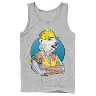 Men's Polar Bear Construction Worker Back Circle Tank Top